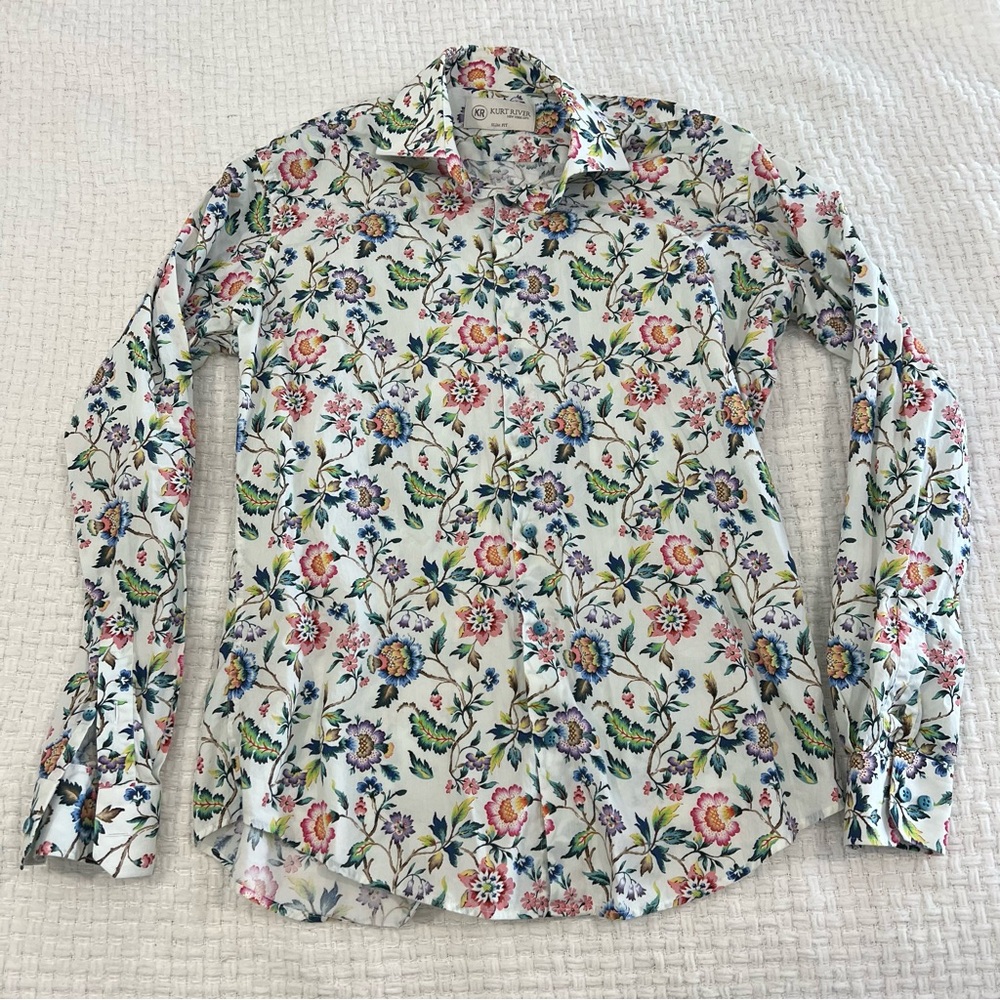 Men's Floral Long Sleeve Dress Shirt